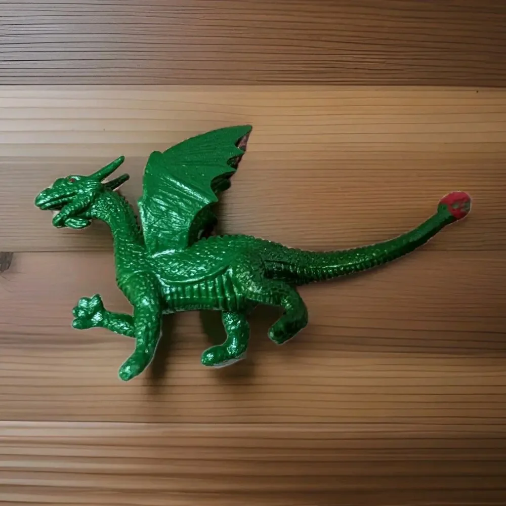Safari Brand Shiny Green Winged Dragon Toy Collectible Figure Kids Pretend Play